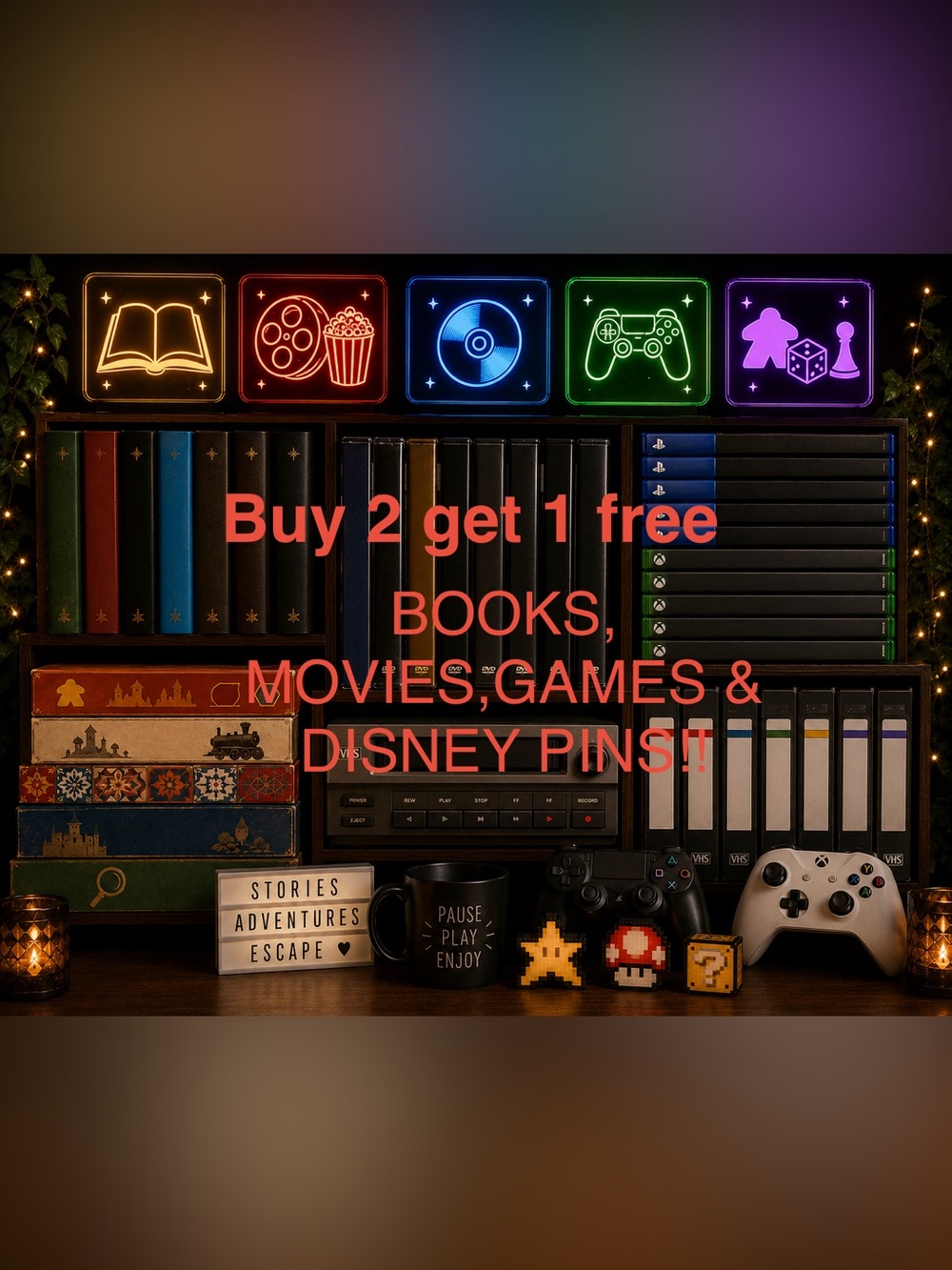 BOOKS,MOVIES,DISNEY PINS 
 & GAMES‼️BOGO SALE
